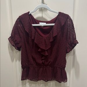 Chic Burgundy Ruffle Top